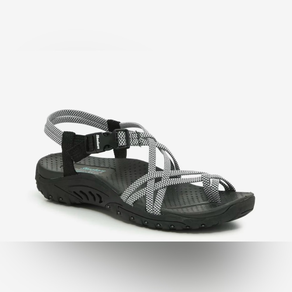 NWT Skechers Reggae Irie Mon Sandal in Black/White Size 7